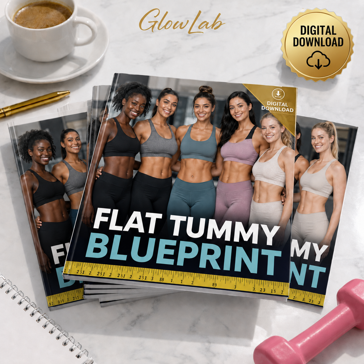 Flat Tummy Blueprint: 4-Week Digital Home Workout Guide for a Flatter, Toned Stomach | GlowLab