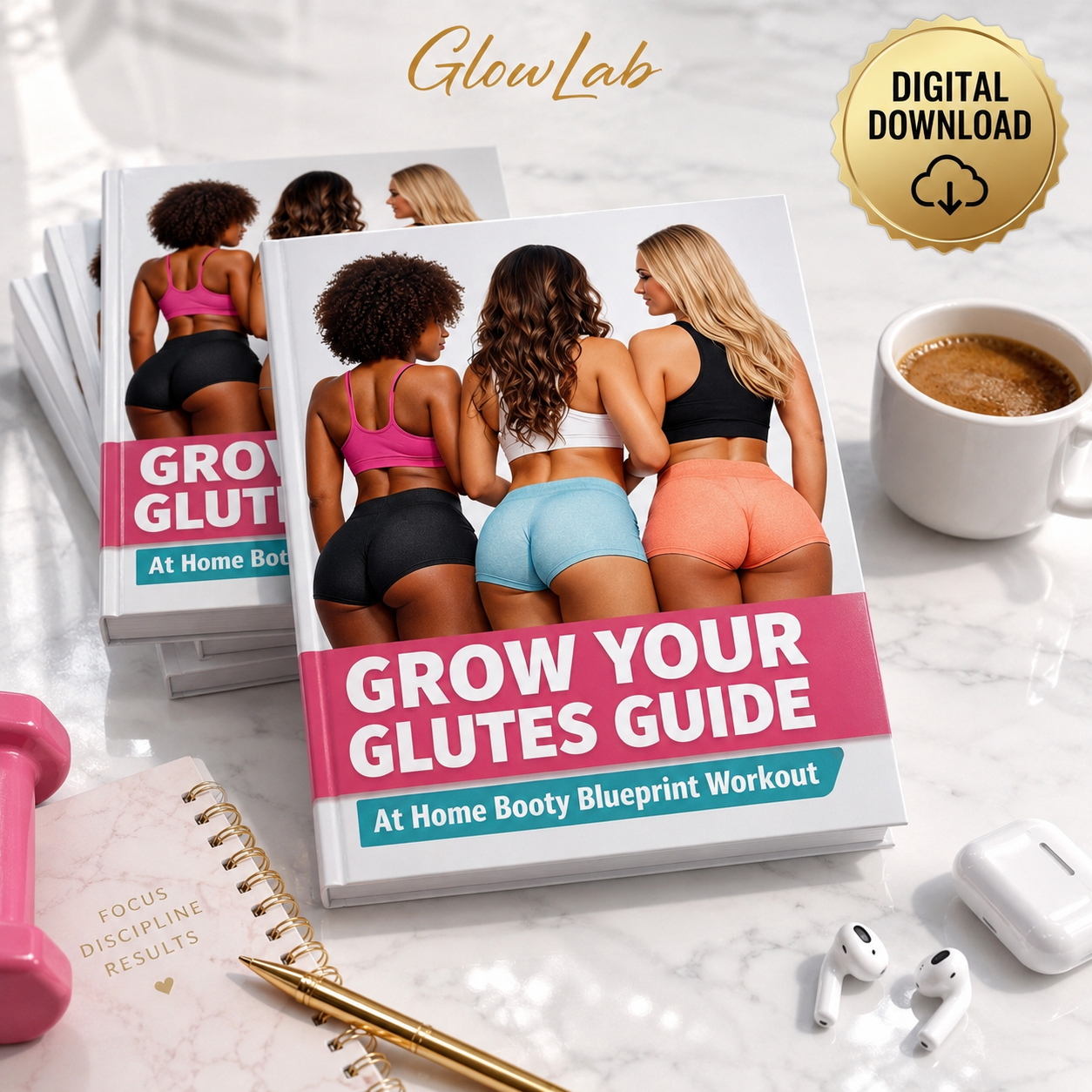 Grow Your Glutes Guide: Digital At-Home Glute Workout Plan for Stronger, Fuller Glutes | GlowLab