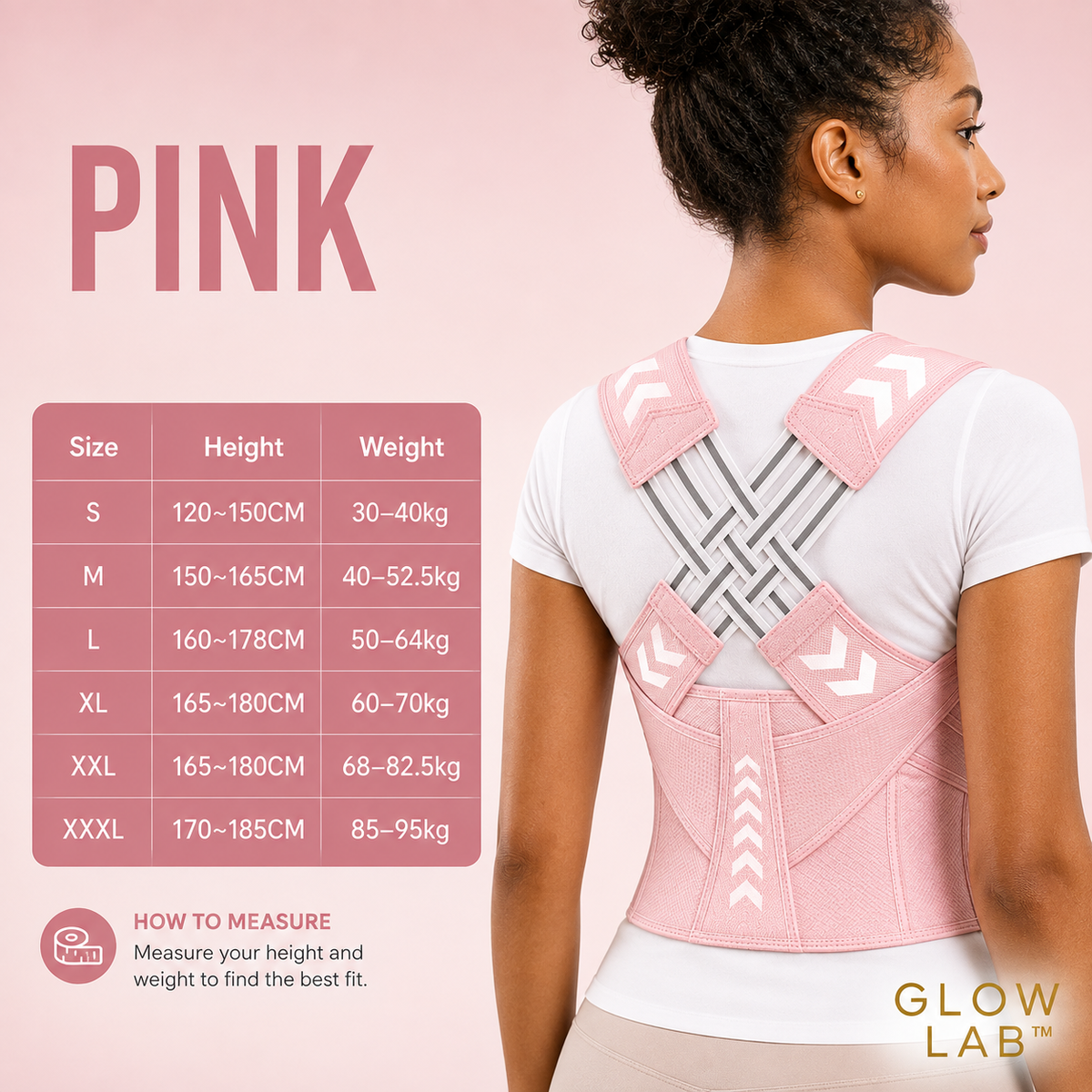 GlowLab™ 2-in-1 Posture Corrector & Waist Support Trainer | Adjustable Back, Shoulder & Core Support