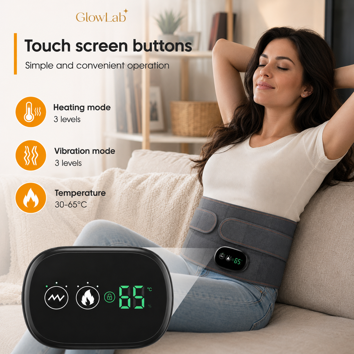 GlowLab™ 3-in-1 Red Light Waist & Back Recovery Belt | Heat & Vibration Massage