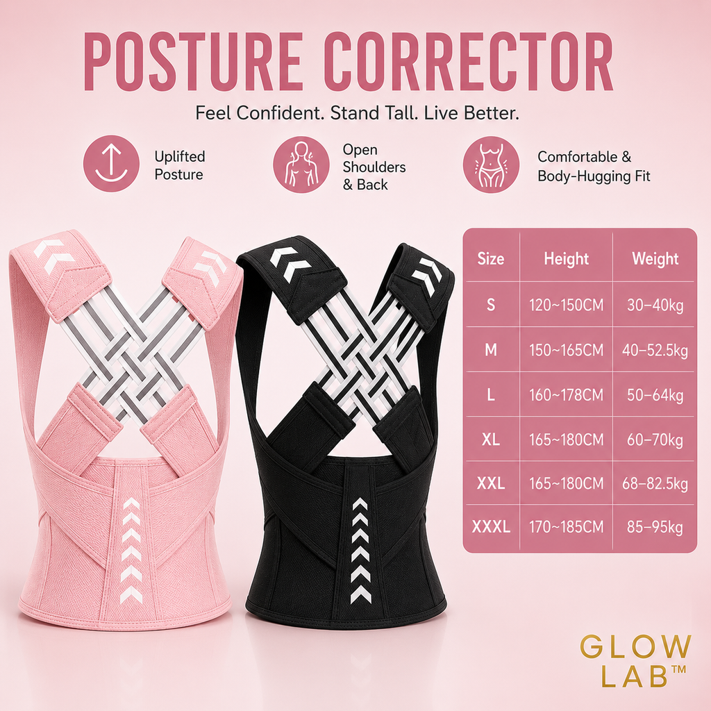 GlowLab™ 2-in-1 Posture Corrector & Waist Support Trainer | Adjustable Back, Shoulder & Core Support