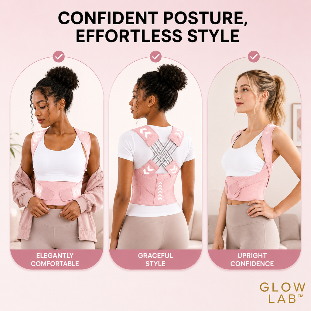 GlowLab™ 2-in-1 Posture Corrector & Waist Support Trainer | Adjustable Back, Shoulder & Core Support